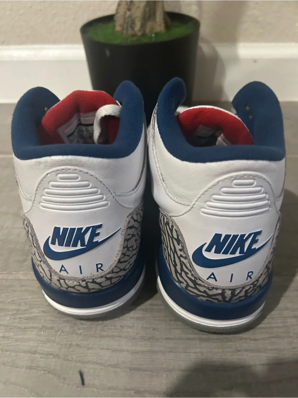 Jordan Kids White/Red/Blue Retro 3 Sneakers with Elephant Print